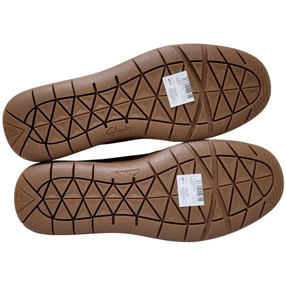 Clarks Men Flexway Step Slip On Moc Toe Loafers Size US 11M Tan Brown Leather